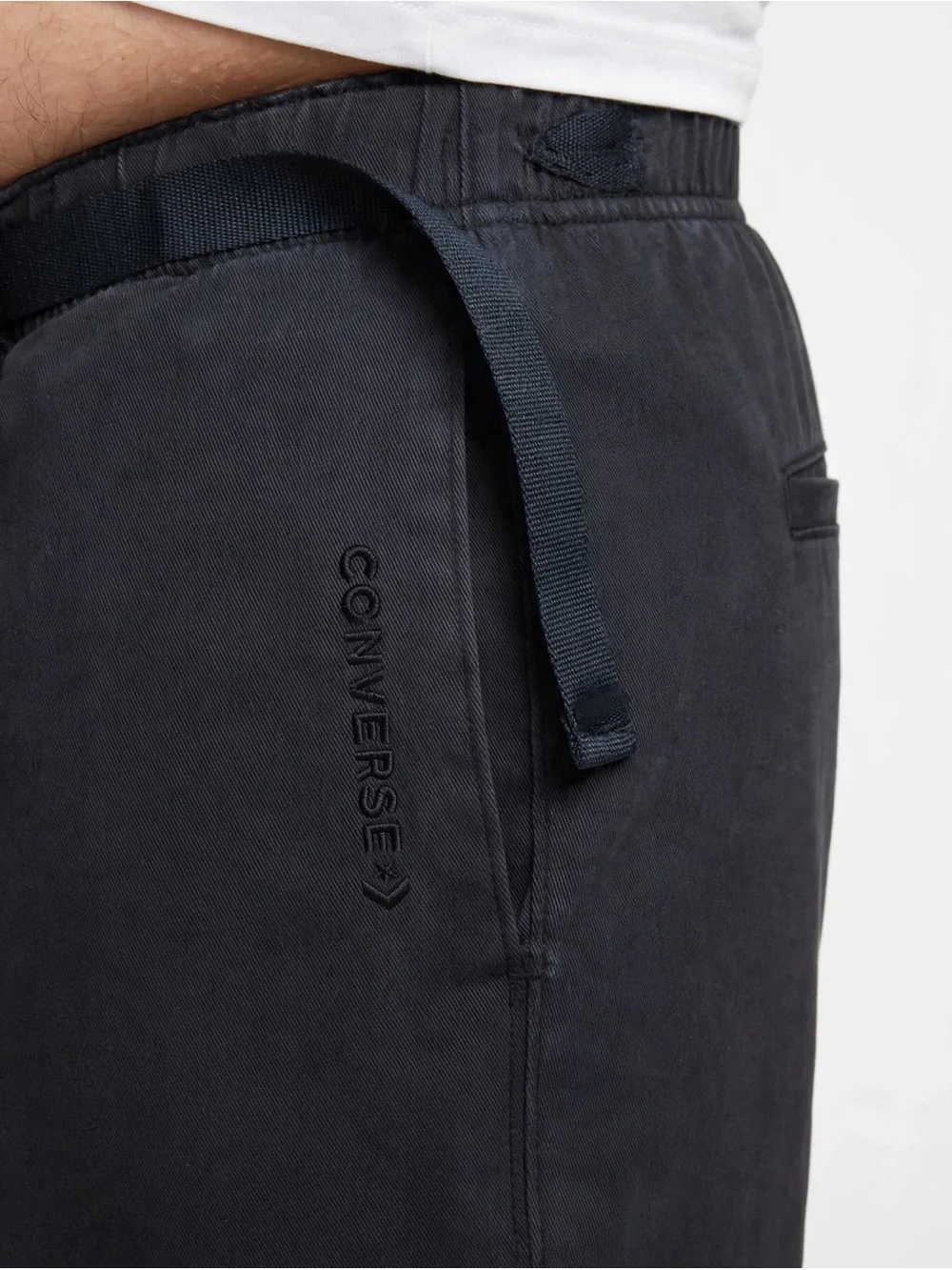 Converse Men XXL Black Loose Fit Belted Work Pants Embroidered Logo Relaxed